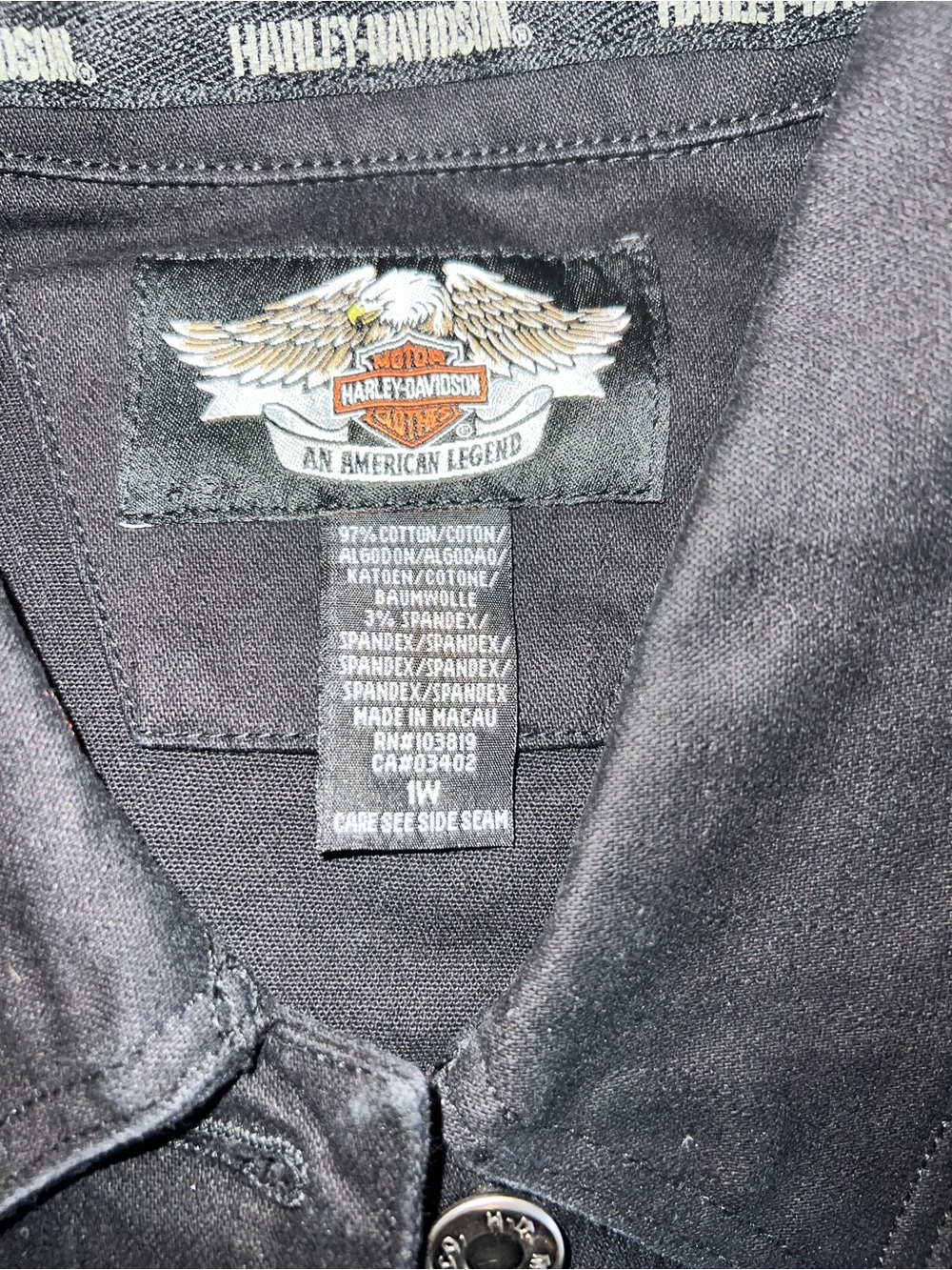 Vintage Harley-Davidson Women's Black Denim Trucker Jacket with Red Flame Detail - Picture 6 of 7